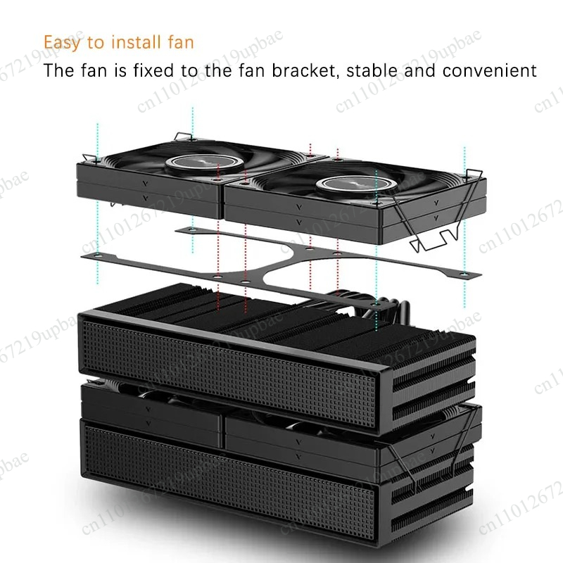 Cpu Air Cooler Dual Tower 6 Heatpipe - JF15K Pendingin CPU Dual-Tower 4×10CM Kipas