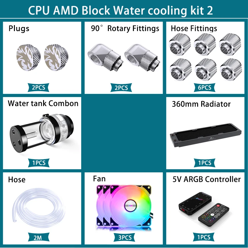 Cpu Water Cooler 240Mm Rgb - BYKSKI Kit Pendingin Air Pompa Air