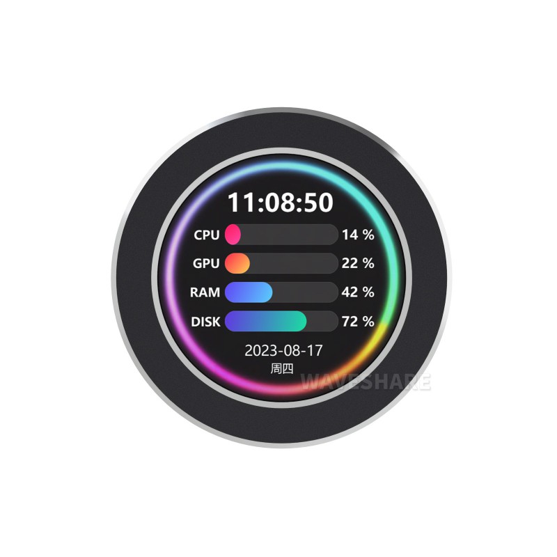 Aio Cooler Lcd Display Screen - Waveshare Monitor USB 2.1/2.8 inci, layar
