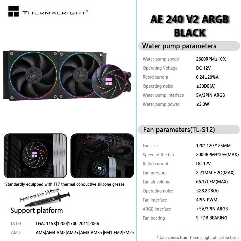 Thermalright AQUA ELITE 240 V2 - Cpu Water Cooler 240Mm Rgb ulasan dan harga