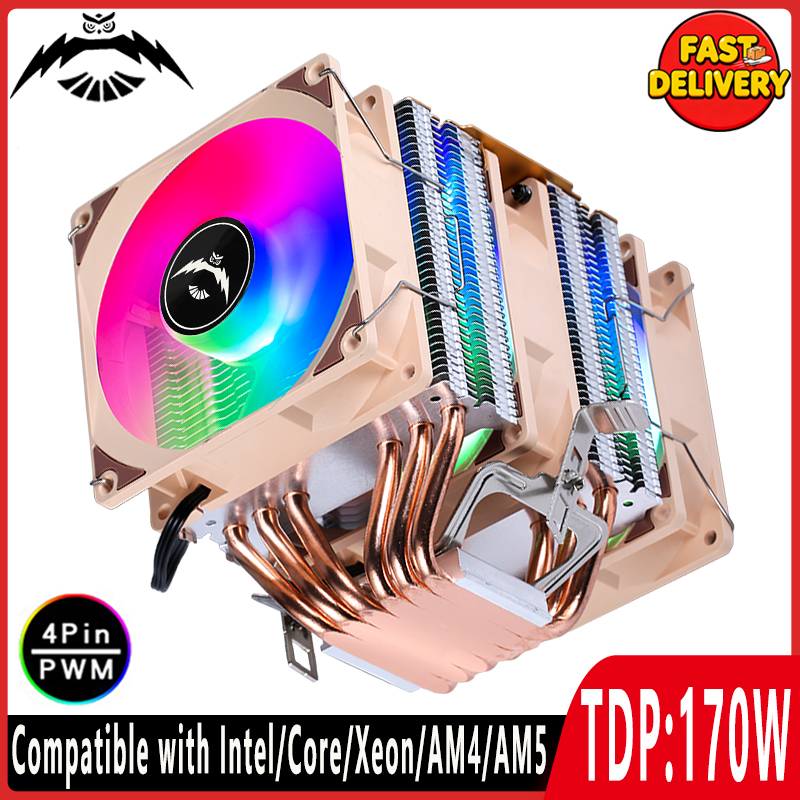 Pendingin CPU 4/6 Heat Pipe Du - Cpu Air Cooler Dual Tower 6 Heatpipe ulasan dan harga