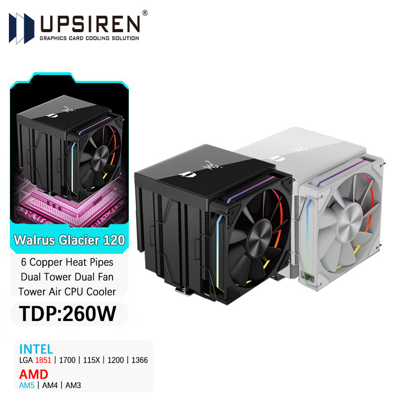 UPSIREN Walrus Glacier 120 Tam - Cpu Air Cooler Dual Tower 6 Heatpipe ulasan dan harga